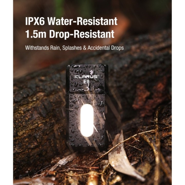 Klarus E8 - protectie IPX6 si rezistenta la cadere