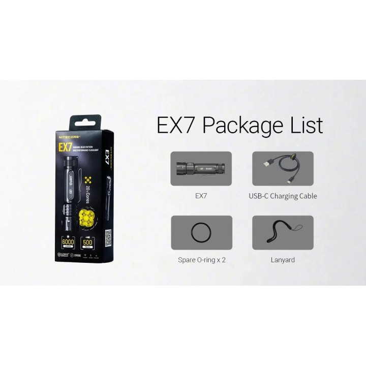 Nitecore EX7 – Lanternă reîncărcabilă de mână