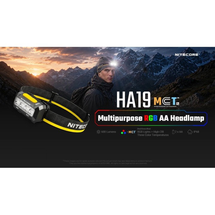 Nitecore HA19 RGB – Lanternă frontală MCT și RGB