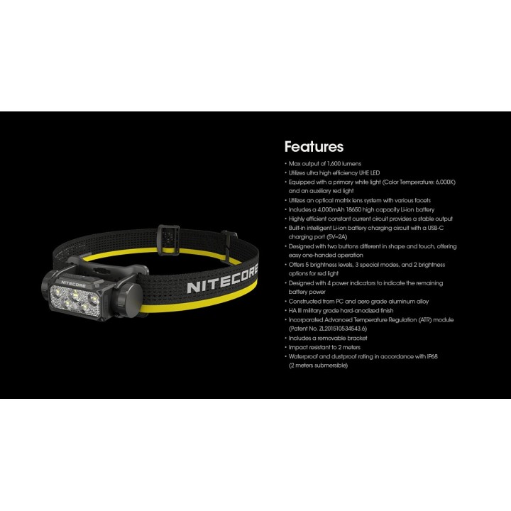 Nitecore HC60 UHE – Lanternă frontală reîncărcabilă