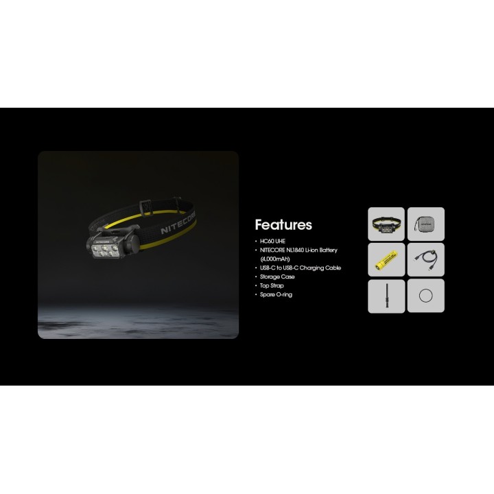 Nitecore HC60 UHE – Lanternă frontală reîncărcabilă