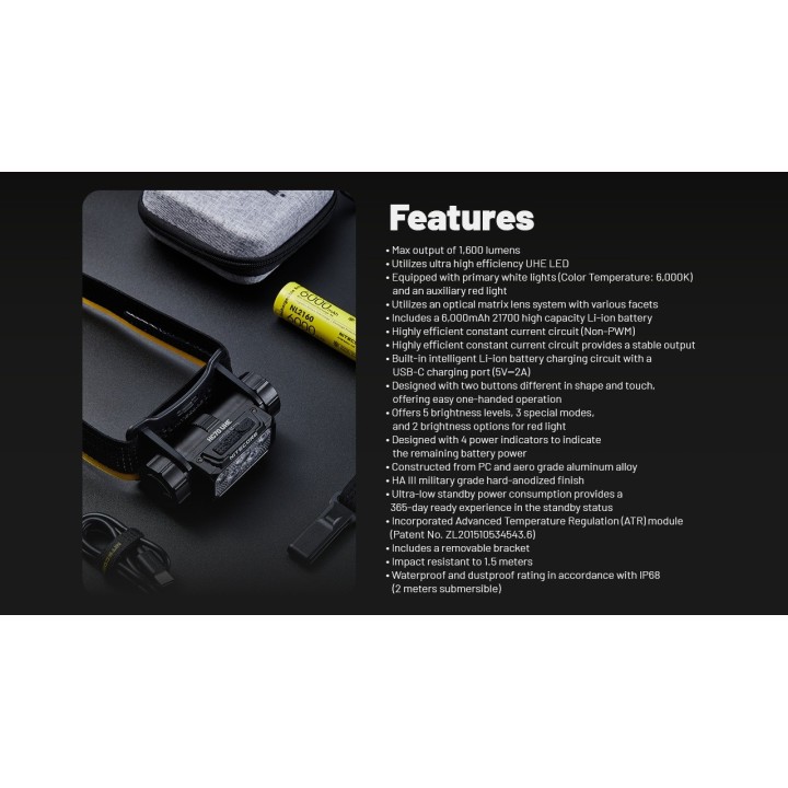 Nitecore HC70 UHE – Lanternă frontală reîncărcabilă