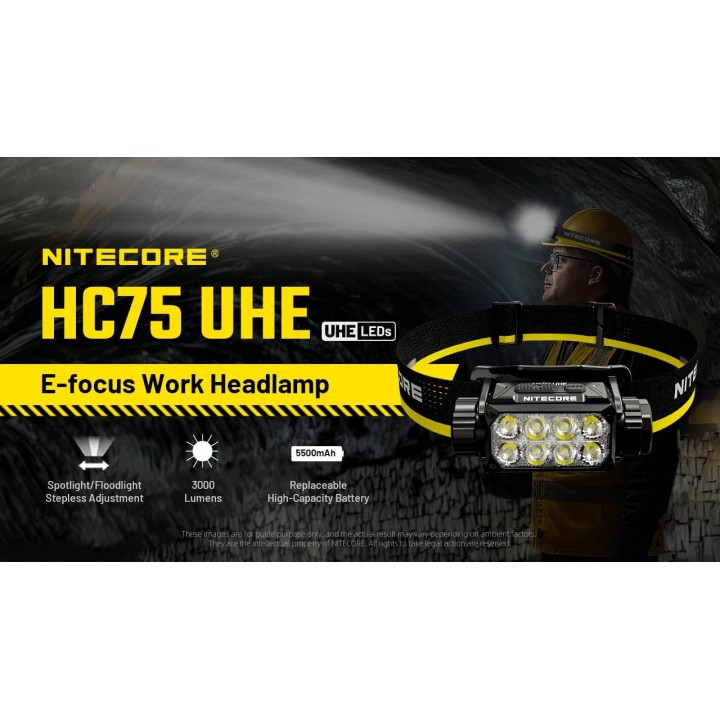Nitecore HC75 UHE – Lanternă frontală cu focalizare electronică