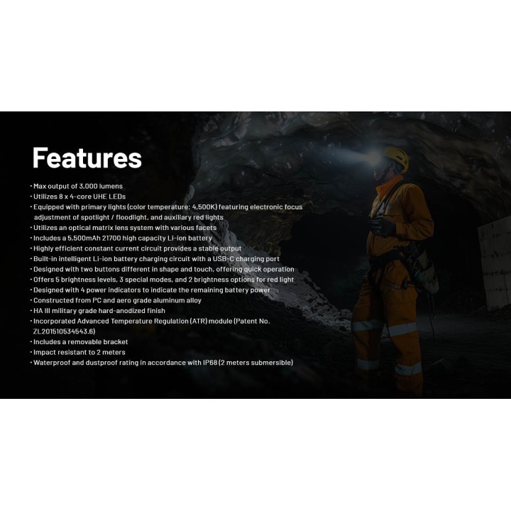 Nitecore HC75 UHE – Lanternă frontală cu focalizare electronică