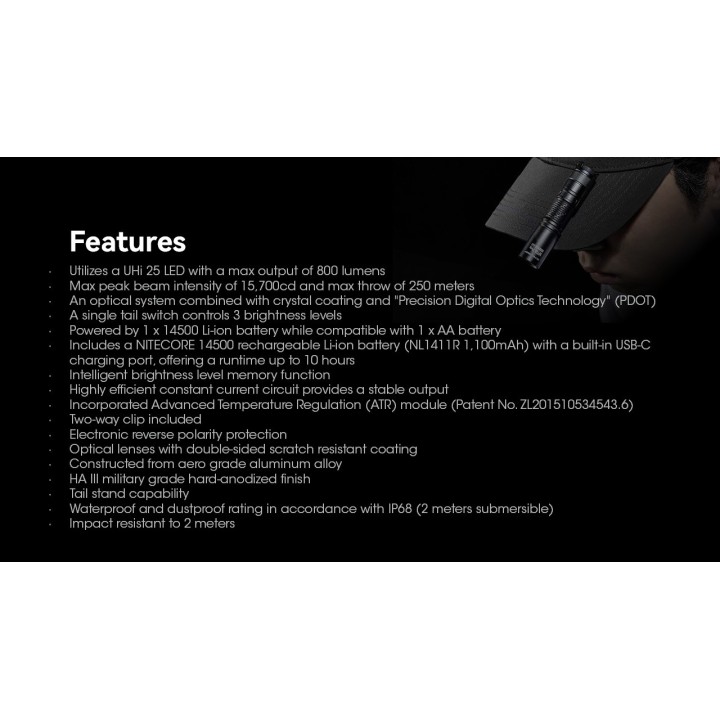 Nitecore MT1A Pro – Lanternă compactă cu alimentare hibridă