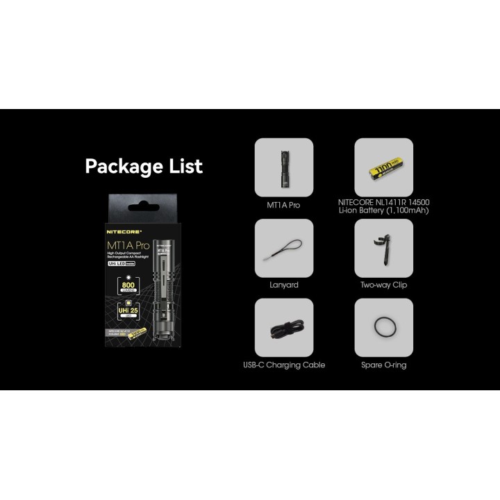 Nitecore MT1A Pro – Lanternă compactă cu alimentare hibridă
