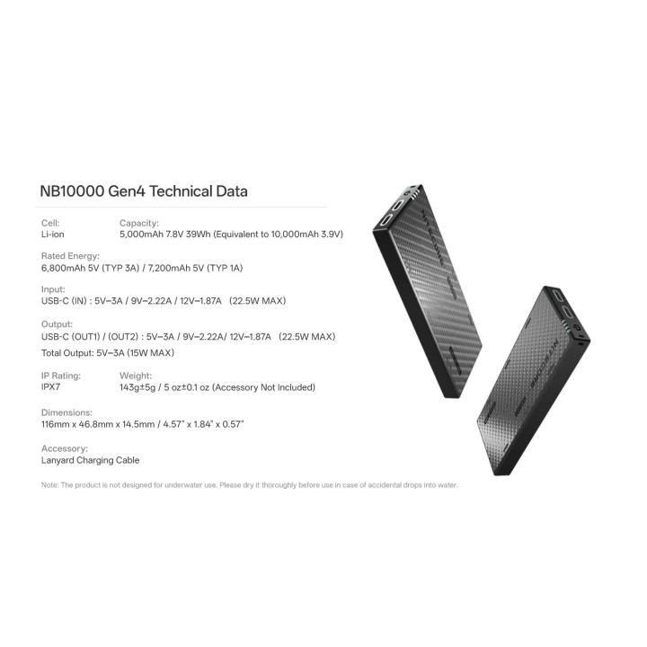 Nitecore NB10000 Gen4 – Baterie externă pentru outdoor