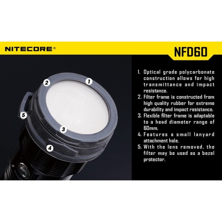 Nitecore NFD60 – Difuzor alb pentru lanternă, 60 mm