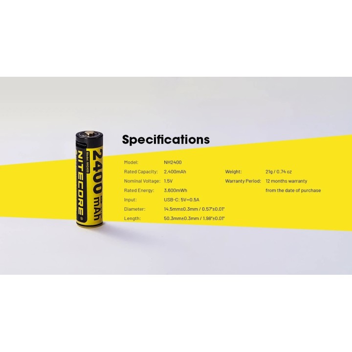 Nitecore NH2400 – Set de acumulatori AA USB-C