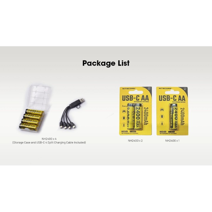 Nitecore NH2400 – Set de acumulatori AA USB-C
