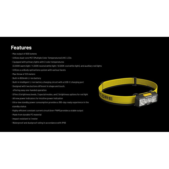 Nitecore NU27 – Lanternă frontală MCT reîncărcabilă