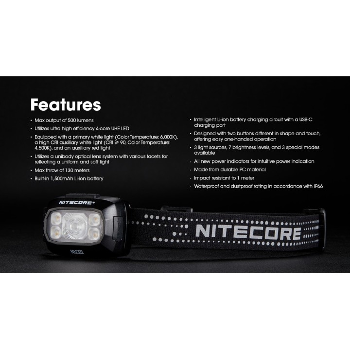 Nitecore NU30 – Lanternă frontală UHE reîncărcabilă