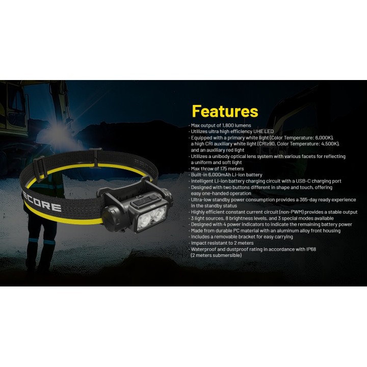 Nitecore NU53 – Lanternă frontală cu acumulator integrat