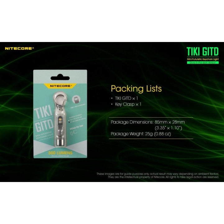 Nitecore TIKI GITD – Lanternă breloc reîncărcabilă