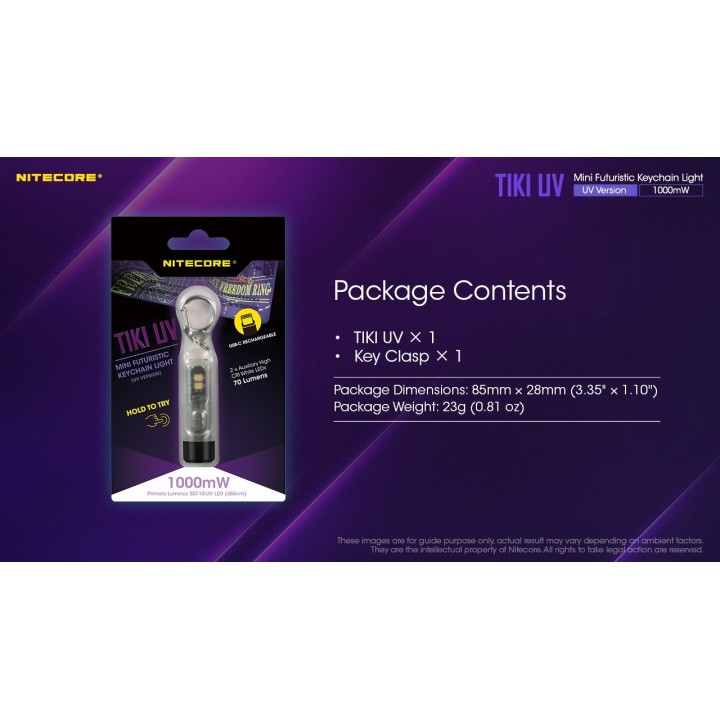 Nitecore TIKI UV – Lanternă breloc UV