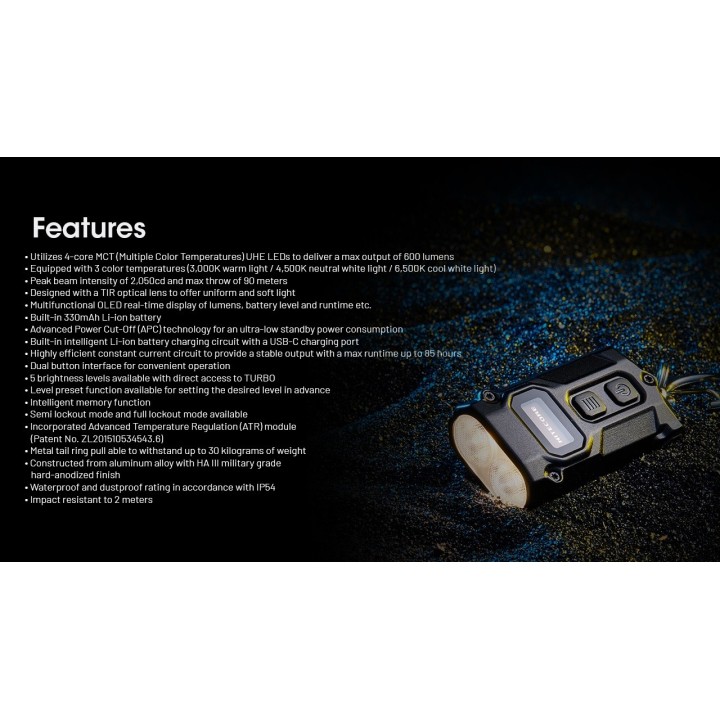 Nitecore TINI 3 – Lanternă breloc MCT cu OLED