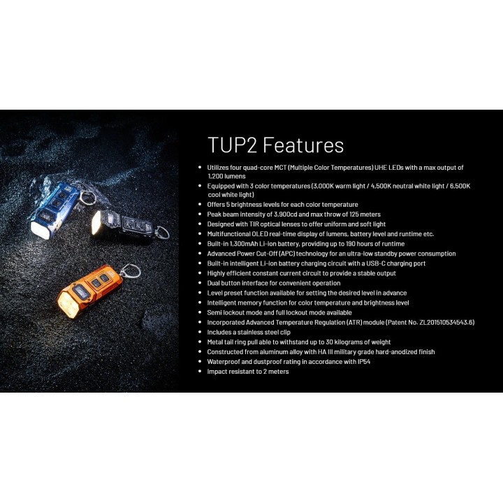 Nitecore TUP2 MCT – Lanternă breloc cu afișaj OLED