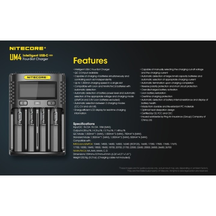 Nitecore UM4 – Încărcător inteligent cu patru sloturi