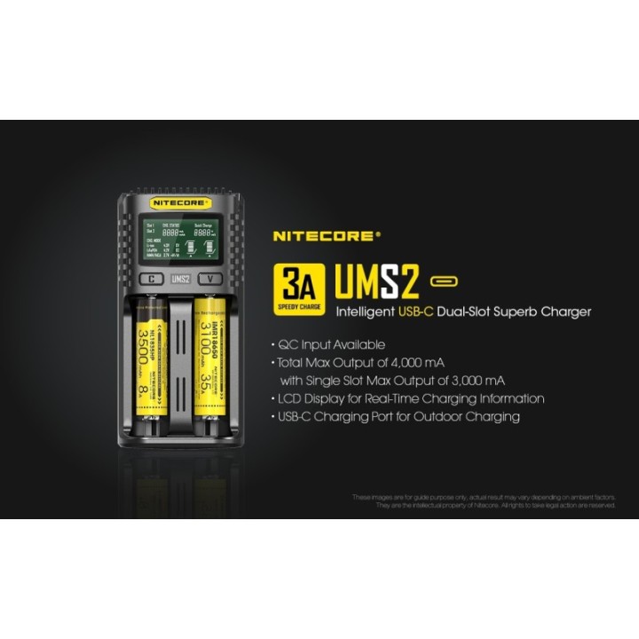 Nitecore UMS2 – Încărcător inteligent cu două sloturi