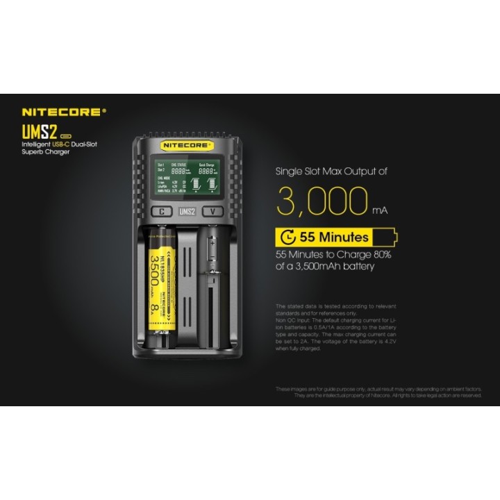 Nitecore UMS2 – Încărcător inteligent cu două sloturi