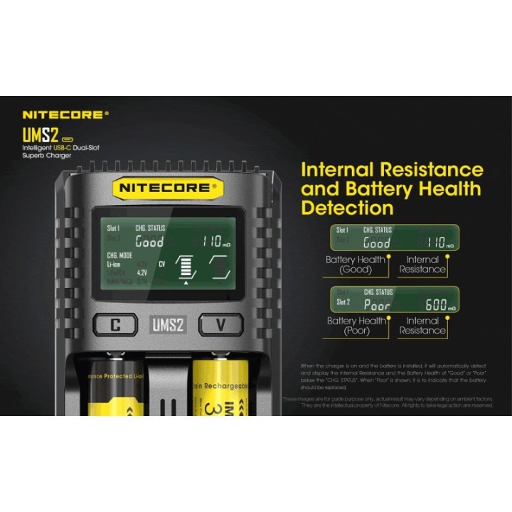 Nitecore UMS2 – Încărcător inteligent cu două sloturi