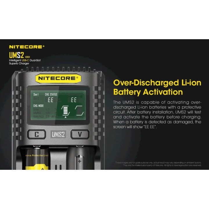 Nitecore UMS2 – Încărcător inteligent cu două sloturi