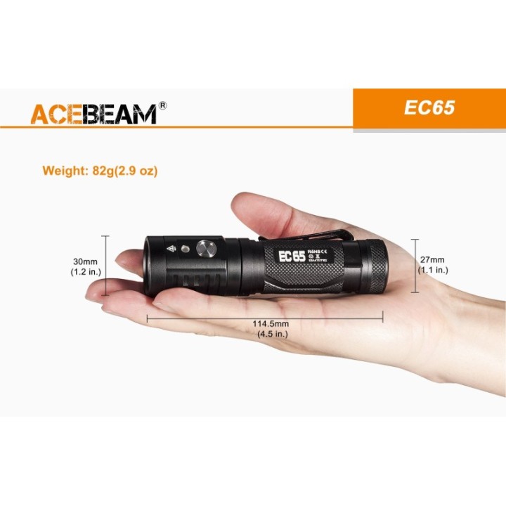Acebeam EC65 Nichia — lanternă CRI ≥90, 2500 lm | Elanterna