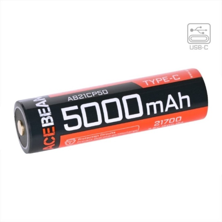 Acebeam 21700 USB-C, 5000 mAh – acumulator 15 A
