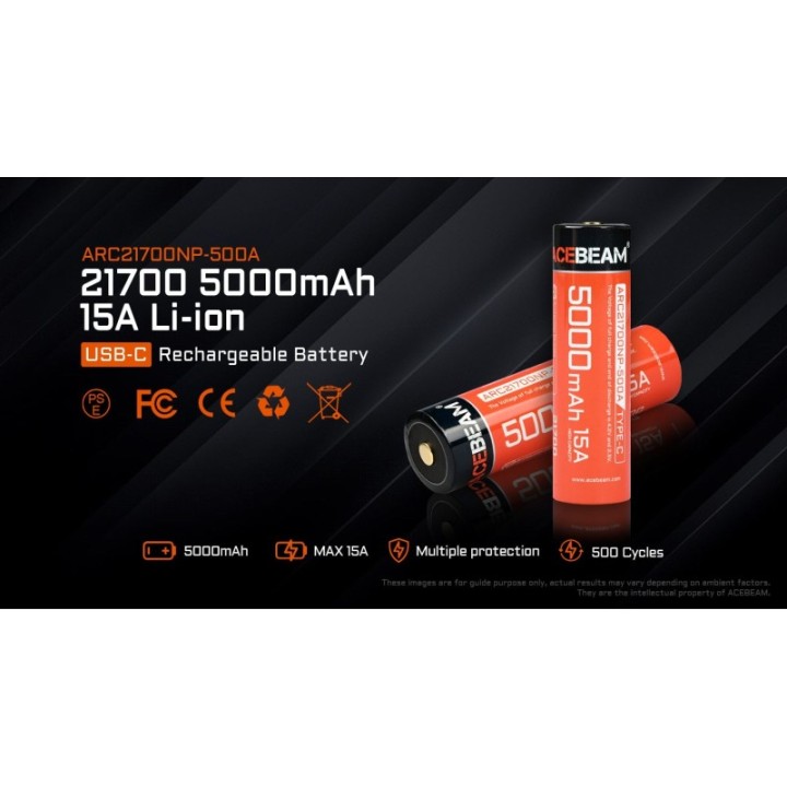 Acebeam 21700 USB-C, 5000 mAh – acumulator 15 A