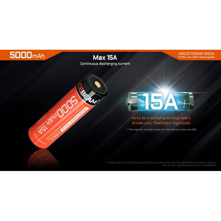 Acebeam 21700 USB-C, 5000 mAh – acumulator 15 A