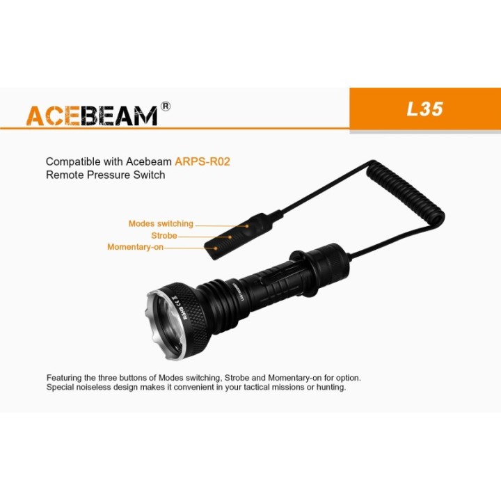 Lanterna profesionala tactica Acebeam L35, 5000 lm, 480 m + acumulator | Elanterna