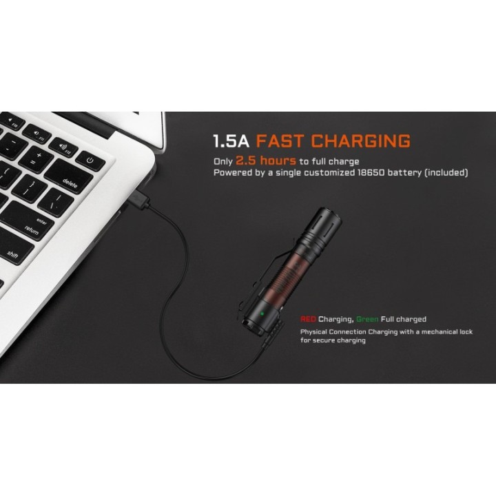 Lanterna tactica Acebeam P15 EDC, 1700 lumeni, 330 m + acumulator | Elanterna