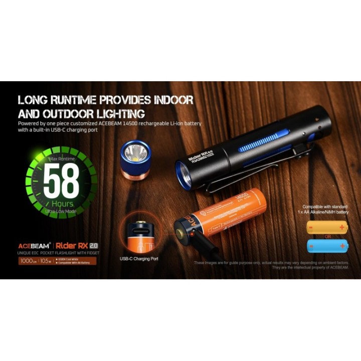 Lanterna profesionala Acebeam Rider RX 2.0 AA, 1000 lumeni, 105 m | Elanterna