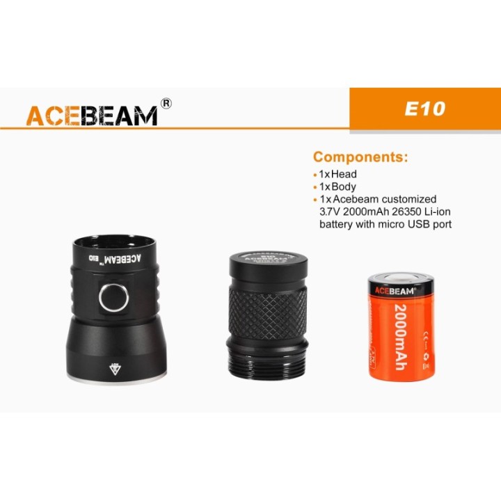 Lanterna profesionala reîncărcabilă Acebeam E10 Red, 250 lumeni, 385 m | Elanterna