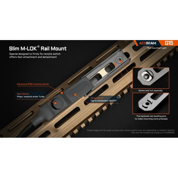 Lanterna tactica cu prindere pe sina Acebeam G15, 1800 lm, 390 m + intrerupator cu fir