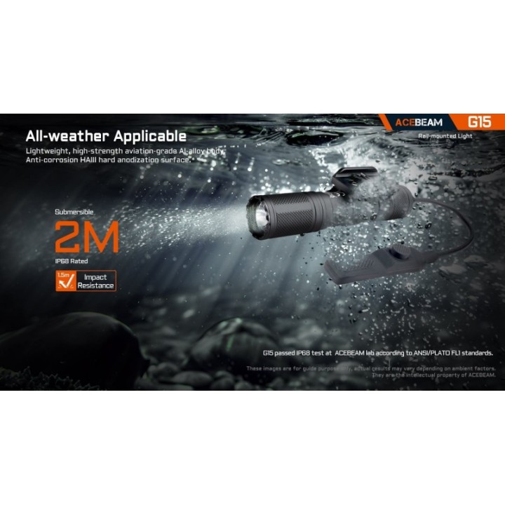 Lanterna tactica cu prindere pe sina Acebeam G15, 1800 lm, 390 m + intrerupator cu fir