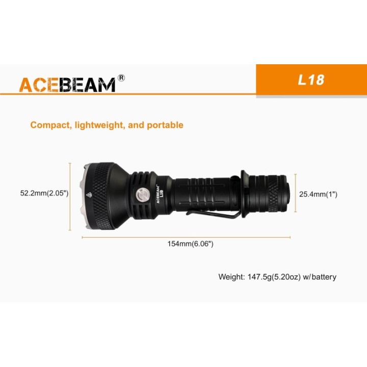 Acebeam L18 — lanternă de distanță, 1500 lm | Elanterna