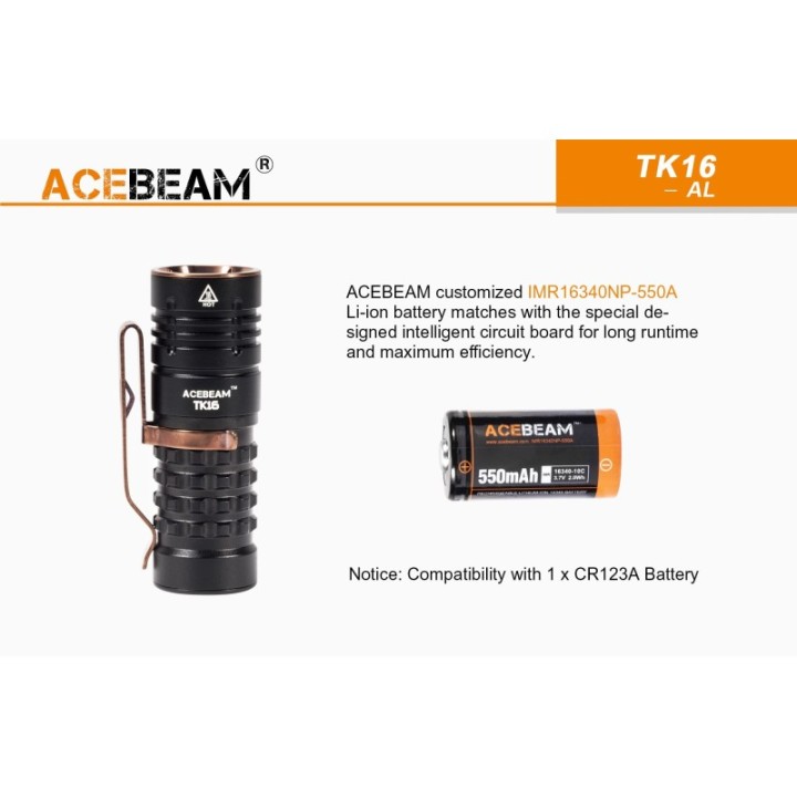 Acebeam IMR16340NP-550A — acumulator 16340 de 550 mAh | Elanterna