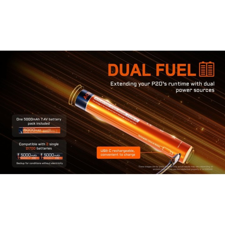 Acebeam ARC21700-1P2S-500A — acumulator USB-C pentru P20 | Elanterna