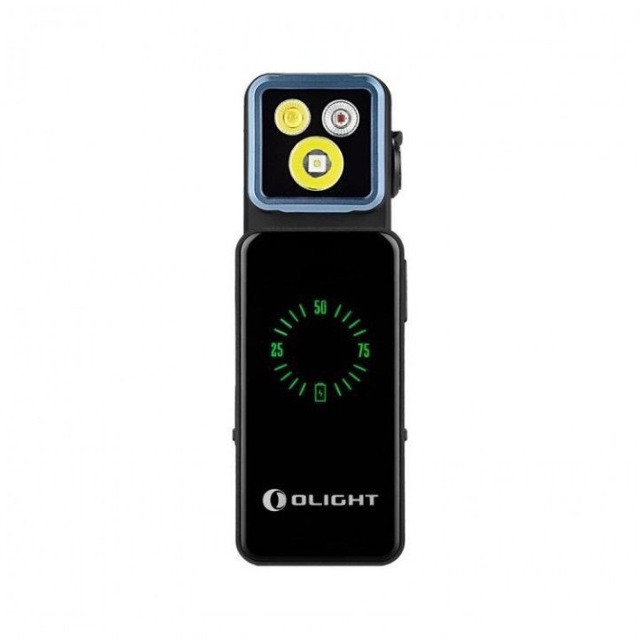 Lanternă Olight Oclip 2 Pro Premium cu stație de încărcare — vedere frontală cu stație