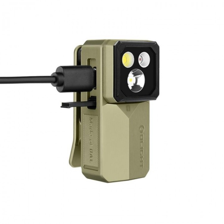 Lanternă cu clemă Olight Oclip 2 Ultra OAL, verde olive — încărcare USB-C