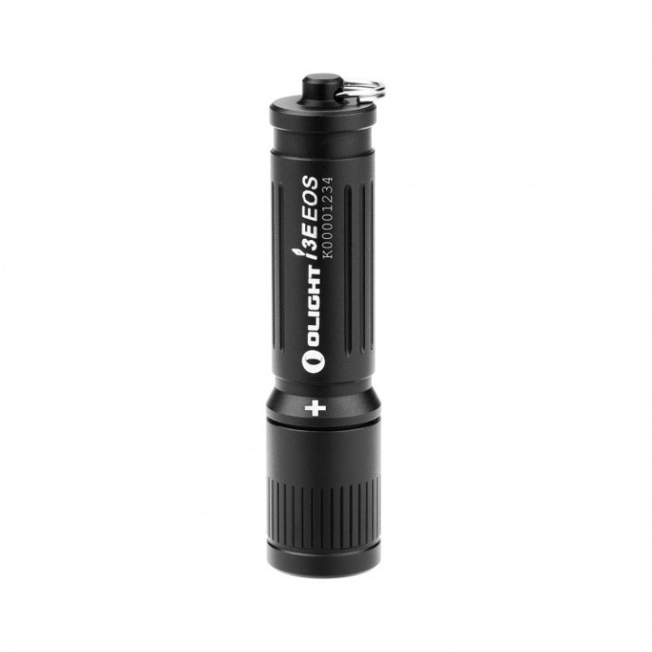 Lanternă breloc Olight i3E EOS, neagră, AAA — vedere verticală