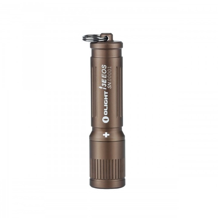 Lanternă breloc Olight i3E EOS, TAN, AAA — vedere verticală