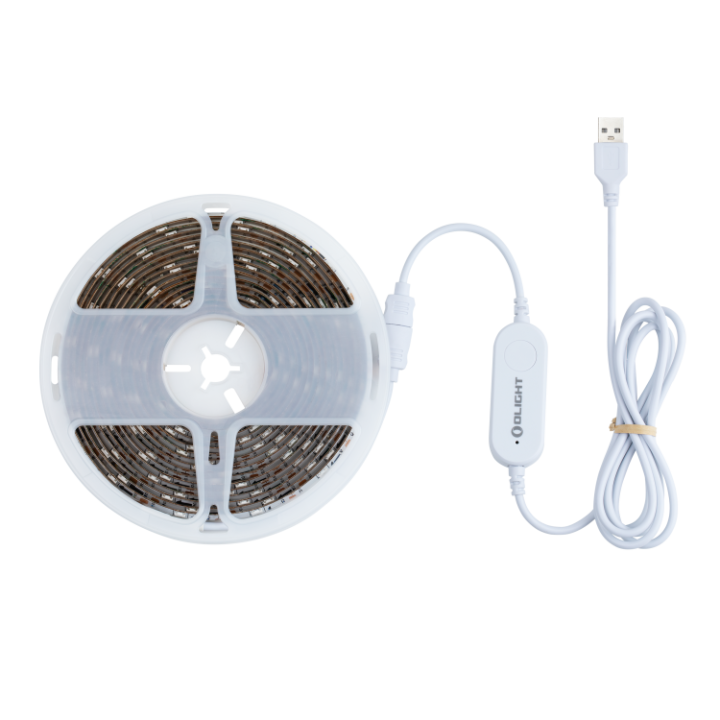 Bandă LED RGB Olight Ostrip, 5 m, control din aplicație — conector USB și controller