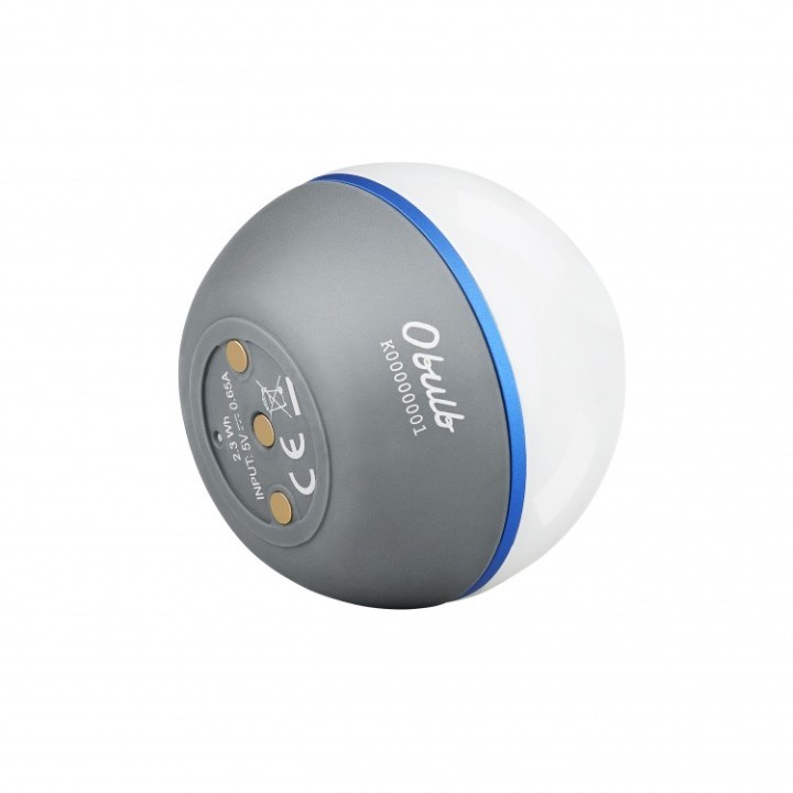 Lampă compactă Olight Obulb cu lumină albă și roșie — bază și contacte