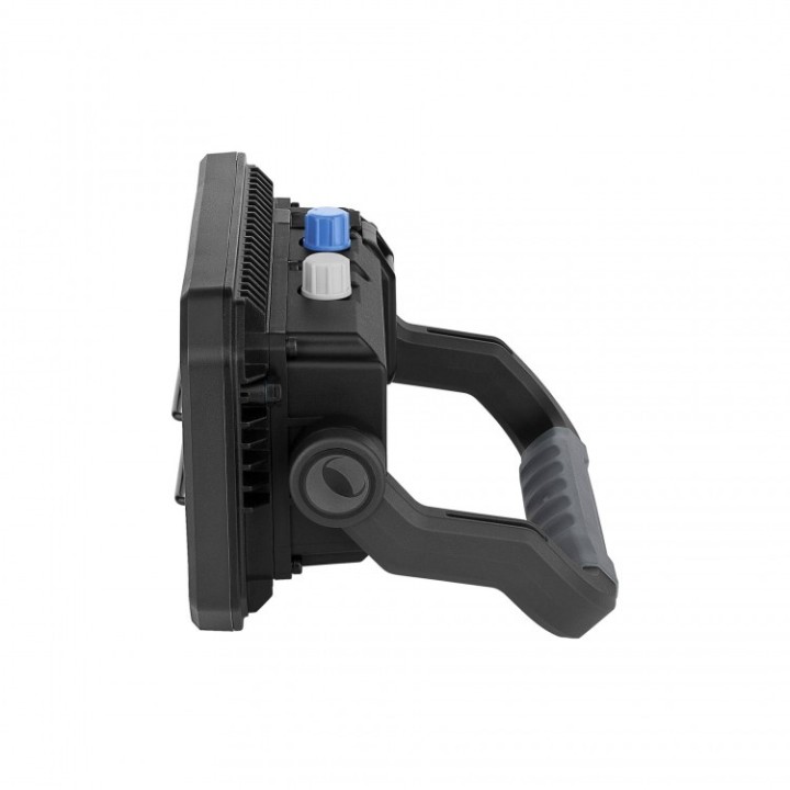 Proiector Olight Odiance cu telecomandă și powerbank — mâner folosit ca suport