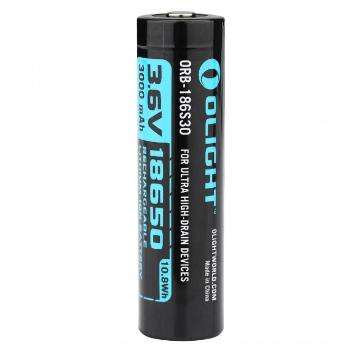 Acumulator Olight 18650, 3.000 mAh, pentru Warrior X — detaliu și utilizare