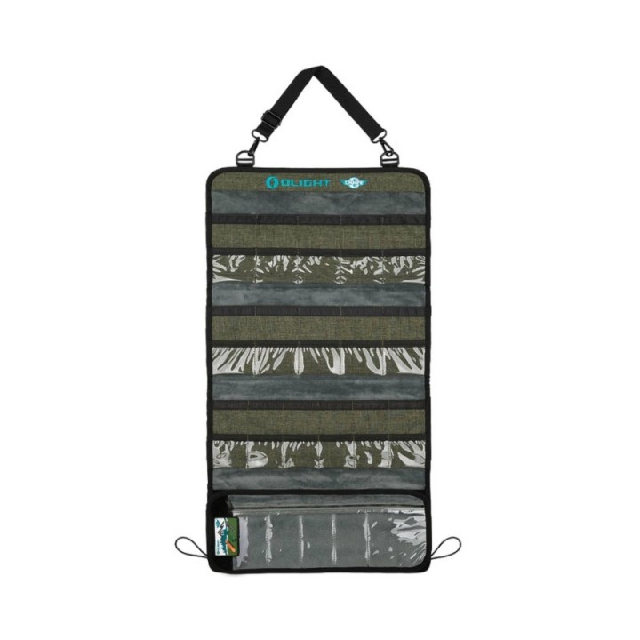 Geantă organizator Olight Exploit, verde — detaliu și utilizare