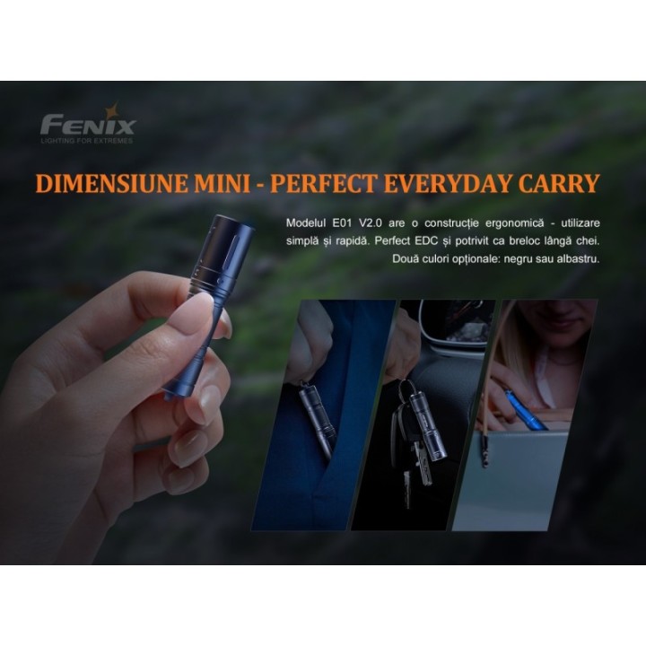 Fenix E01 V2.0 – Negru – detaliu/prezentare 4