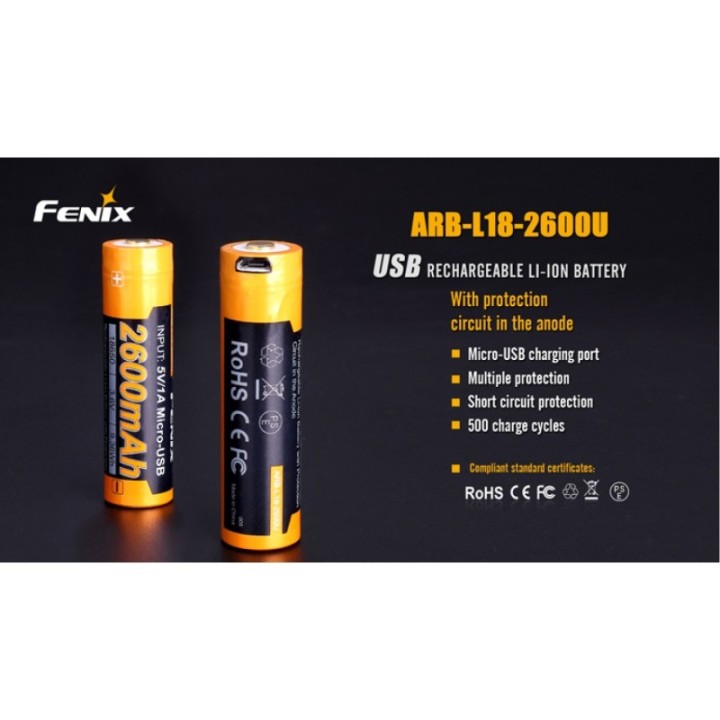 Acumulator Fenix ARB-L18-2600U, 18650, 2.600 mAh — detaliu 1
